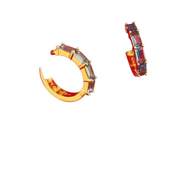 Kurt Geiger London Blue Cubic Zirconia Huggie Hoop Earrings - Picture 4 of 8